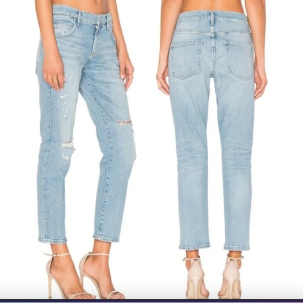 AGOLDE Isabel Slim Straight Boyfriend Distressed Relaxed Denim Jeans Size 32